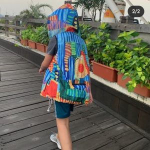 Cycling Vest "Blue Lines" with Hoodie - PO Via WA